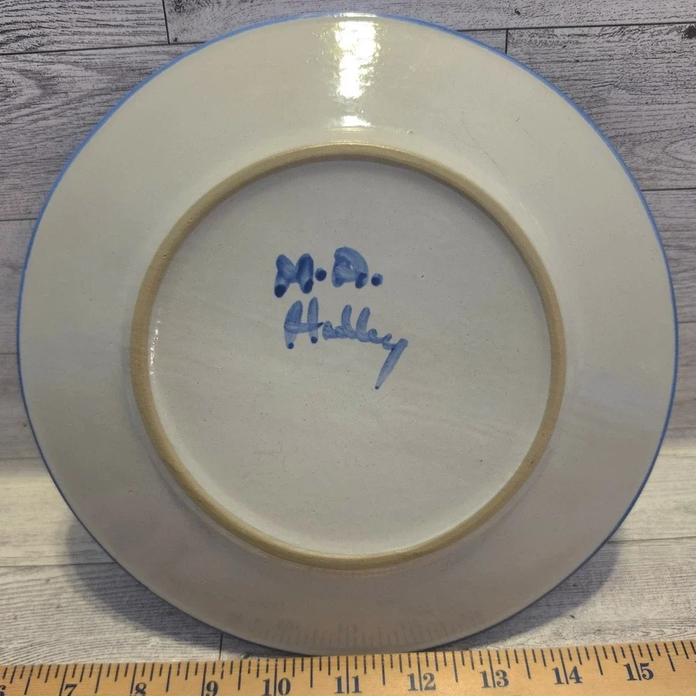 Vintage M.A. HADLEY Country‎ Scenes Blue Luncheon Plate PIG 9